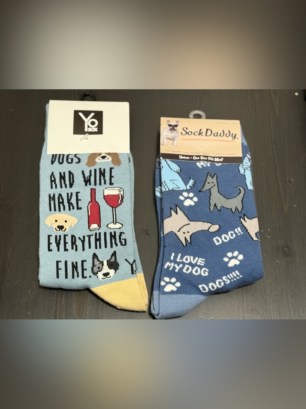 Women’s Light Blue Novelty Dog Crew Socks